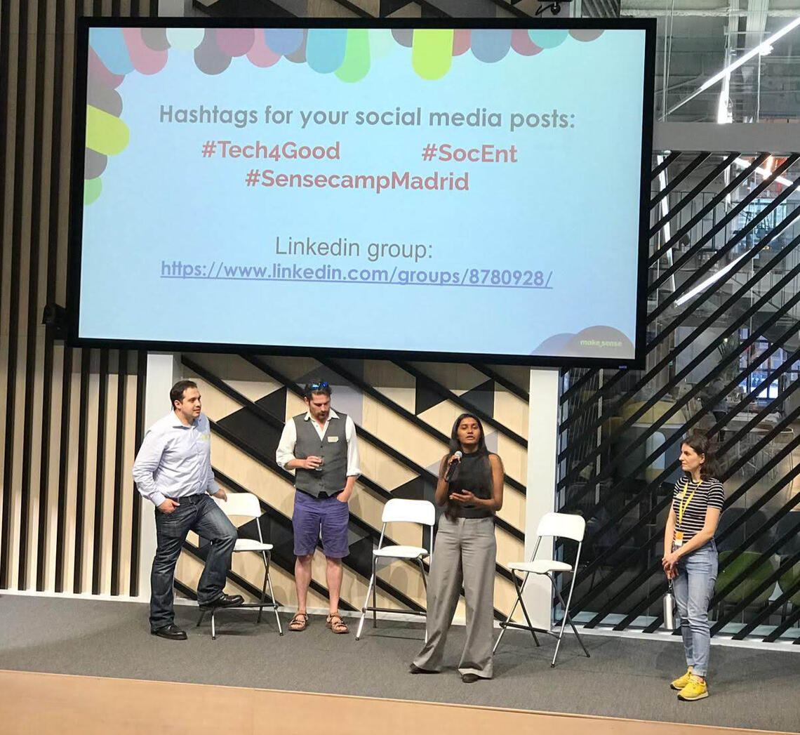 Jeyashree speaking at event in Madrid